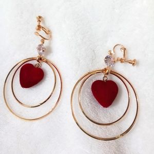 Heart hoop clip on earrings